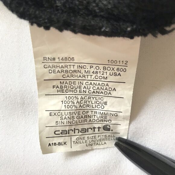 CARHARTT Knit Hat Logo Patch Cuff Cap Lid BLACK Watch A-18 BLK Adult OS Unisex - Picture 3 of 4